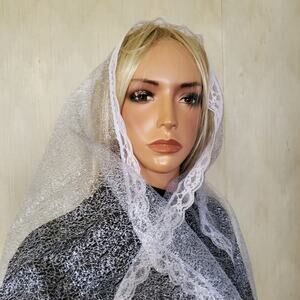Lavender Sparkling Mesh Lace Mantilla Chapel Veil Rectangle Worship Wear Modesty